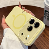 蓝妮子适用 苹果17手机壳iphone17promax手机壳 苹果17pro手机壳16pro/max磁吸充电15pro液态硅胶14/13 相机按键全包【奶黄色】自带镜头膜 苹果17Pro