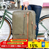 SANWA SUPPLY 电脑包手提 双肩包女 背包男 大容量笔记本包 多功能复古帆布包 绿色 17英寸