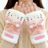 Hello Kitty三丽鸥KT猫毛绒手套女秋冬防风手套加厚保暖户外骑行生日礼物