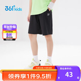 361°儿童短裤夏季男女童3-12岁透气运动裤梭织五分裤 黑 130