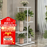 索尔诺 花架 多层折叠落地室内家用阳台装饰花架铁艺客厅庭院简约多肉架 白色H915（5盆升级版）