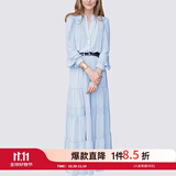 MeetMetro玛依尔法式仙女连衣裙女2025秋新款高端气质纯欲风裙子礼服长裙 浅蓝【现货】 XL