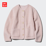 优衣库女装仿羊羔绒摇粒绒圆领开衫/千金风外套472938 10 水粉色 2XL /170/100B