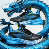 李宁热男童运动鞋防滑秋冬季皮面加绒儿童运动鞋中童男孩跑步鞋女童男女 8002黑蓝 30 码内长19cm