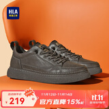 海澜之家HLA男鞋休闲皮鞋秋冬男士板鞋子男HAAXXM1EBF037  棕色低帮40