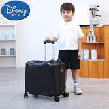 迪士尼（Disney）儿童行李箱拉杆箱女孩可坐骑寸宝宝登机旅行箱小男孩密码皮箱 131骑行加厚拉链款/星空黑 18寸登机箱[可骑行可坐人+终身