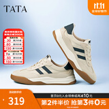 他她（TATA）男士阿甘男鞋复古德训鞋男运动休闲鞋厚底板鞋小白鞋PCB01AM5 米/蓝 41