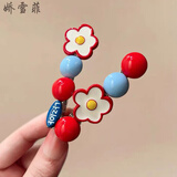 娇雪菲冰糖山楂花朵发夹1对 女边夹甜美前额发卡一字刘海夹