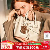 蔻一（Cnoles）包包女士2025最新款通勤斜挎水桶包单肩小手提包白色女生包包