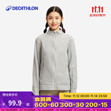 迪卡侬（DECATHLON）保暖户外抓绒衣外套男女运动宽松秋摇粒绒外套冲锋衣内胆 女款-全拉链-浅灰色 XS