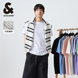 杰克·琼斯（JACK&JONES）25年男装短袖T恤男夏季舒适男士T恤凉感多色半袖纯色水洗不易走形 本白色A06 L 180