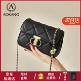 奥康包包女包新款单肩包牛皮小香风菱格包链条包生日礼物送女友老婆 赫本黑