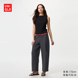 优衣库女装针织廓形长裤快干速干吸汗高腰弯刀镰刀裤479688 08 深灰色 L /160/72A