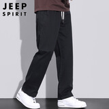 JEEP SPIRIT吉普纯棉休闲裤男秋冬季宽松直筒裤子男工装阔腿裤 黑色 3XL