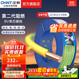 正泰（CHNT）阻燃电线BV2.5/4/6平方单股铜芯电线 电缆线国标电源线家用铜芯线 双色地线BV2.5  100米
