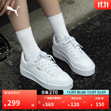 彪马（PUMA）【厚底鞋】增高小白鞋女子新款灰色板鞋CARINA389390 白-白-金色-01 38