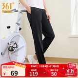 361°运动裤男2025年夏季冰凉感防晒弹力九分裤宽松直筒运动裤 【女】超级黑 L