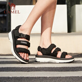 骆驼（CAMEL）魔术贴撞色沙滩凉鞋女运动休闲鞋子 K23M16L2002 黑色 36