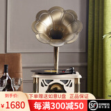 洛斯贝拉 留声机复古客厅欧式怀旧摆件美式黑胶唱片机老式唱机创意蓝牙音响 1897白色描金款