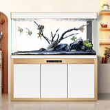 汉霸超白玻璃鱼缸 生态底滤循环系统 鱼缸客厅 家用智能懒人 水族箱 金+白 靠墙款1.16米长x40cm宽x75cm+80cm