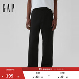 GAP男装2025秋季新款弹力宽松阔腿斜纹布休闲裤长裤美版714169 黑色 31 /30