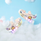 B.Duck小黄鸭童鞋女童凉鞋夏季发光炫彩亮灯鞋宝宝包头沙滩鞋5017粉色25