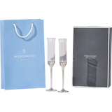 【9成新】WEDGWOOD【七夕礼物】威基伍德王薇薇Vera Wang爱之结绳银色 香槟杯对杯  