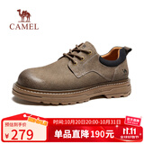骆驼（CAMEL）低帮工装鞋秋季英伦皮革休闲男士马丁鞋 G15A076064 卡其 44