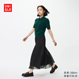 优衣库女装雪纺长裙层叠半身裙裙子偏短款480747 09 黑色 L /160/72A