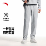 安踏（ANTA）运动裤男抗皱卫裤夏季通勤百搭跑步长裤子男休闲裤直筒四季针织裤 【升级挺括版-直筒平口】CD28灰花灰7307-1 斜插口袋 M