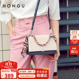 红谷女士包包链条包撞色单肩手提丝巾包牛皮斜挎包 生日礼物送女友