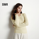 森马（Semir）100%羊毛衫女冬鹅蛋领纯色紧身弹力显瘦上衣精致剪裁可机洗内搭