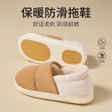利达妮（TZLDN）全包跟棉拖鞋女秋冬季保暖毛绒防水防滑月子鞋厚底情侣棉鞋男外穿 奶茶咖【升级防滑】 40 -41(适合39-40码)