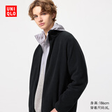 优衣库男装女装摇粒绒拉链茄克/长袖外套廓系夹克479792 09 黑色 L /175/100A