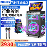 飞利浦家庭ktv音响套装新款高端家庭K歌音响唱歌K歌麦克风一体机卡拉ok户外蓝牙音箱广场舞音响带显示屏 【重磅升级四面发声】双15吋低音喇叭+500G内存