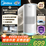 美的（Midea）【小蓝鲸PRO】无雾空气加湿器母婴级幼儿客厅大容量落地家用卧室静音抗菌小型喷雾雾化器1Y80 PRO