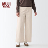 无印良品（MUJI）女式 弹力灯芯绒宽版裤 休闲阔腿长裤子秋冬款 BEE07C2A 象牙色 M 160/66A