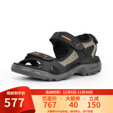 爱步（ECCO）凉鞋男磨砂拼接鞋面魔术贴平底沙滩鞋 越野069564 黑色 44