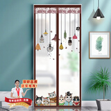 看了又看 空调门帘防冷气防寒风隔断厨房油烟家用磁吸挡风塑料磁块自吸 卡通猫咖啡色【收纳勾+魔术贴】 宽80*高200cm