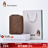 暇步士（Hush Puppies）卡包真皮零钱包男士证件夹风琴式拉链卡片包名片夹礼物送男友 卡其色HC-1811046W-2415
