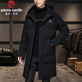 皮尔卡丹（pierre cardin）棉服秋冬季中长款男士男舒适简约户外防风连帽 黑色 2XL