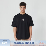 CHINISM CH纯色简约短袖男夏季T恤半袖时尚宽松潮流休闲潮牌圆领情侣上衣 黑色 L