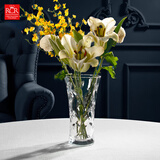 RCR意大利进口水晶玻璃花瓶插花水养摆件客厅高级感轻奢装饰乔迁送礼 【叶纹】意大利水晶玻璃花瓶 30cm