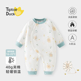 翘脚鸭（Tiptoe Duck）婴儿衣服40g新生儿连体衣加厚夹棉服保暖秋冬季满月宝宝纯棉睡衣