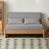 源氏木语实木沙发床现代简约多功能可折叠床北欧风小户型客厅两用双人沙发 1.55m山毛榉原木色(雾灰)