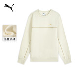 彪马PUMA 加绒保暖圆领长袖运动卫衣男女冬白色加厚上衣692907 M