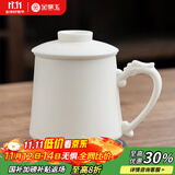 金镶玉茶杯四件套素烧白瓷家用陶瓷泡茶茶水分离马克杯礼盒装 素烧白瓷