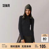 森马（Semir）毛衣女冬季舒适紧身半高领正肩纯色羊毛衫显瘦打底衫101724107003