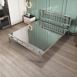 冈木原 304不锈钢床1.5米加厚环保卧室现代简约铁艺床架1.8m双人床钢床 304不锈钢材质+满铺床板 1800mm*2000mm