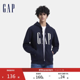 盖璞男女装秋季印花字母logo抓绒连帽卫衣休闲外套660128